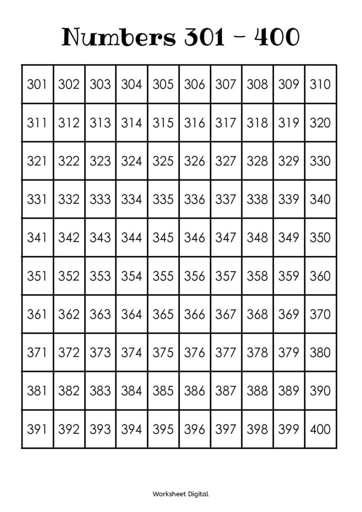 1 1000 Number Chart Printable