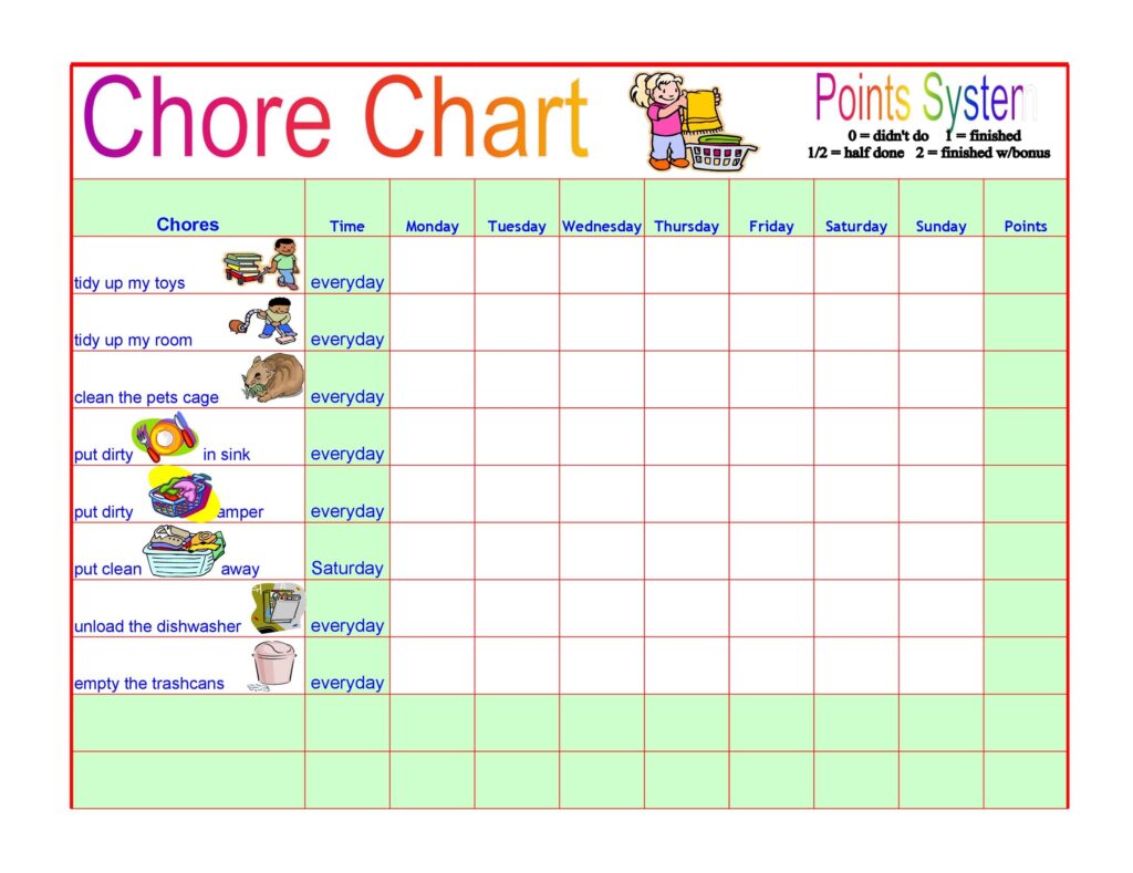 46 FREE Chore Chart Templates For Kids TemplateLab