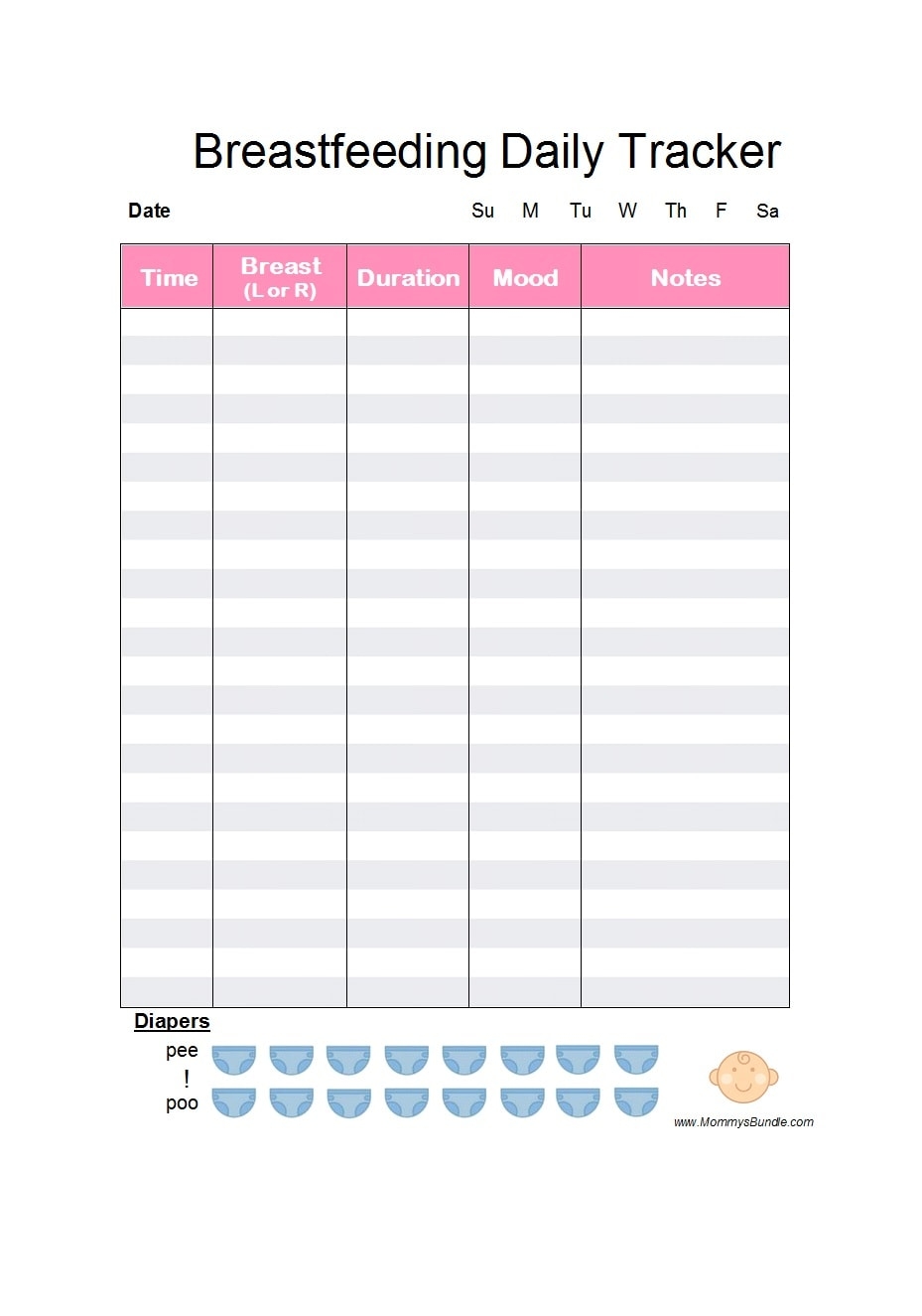 Baby Feeding Chart Printable