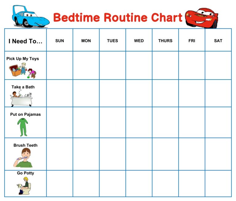 Bedtime Routine Chart Free Printable