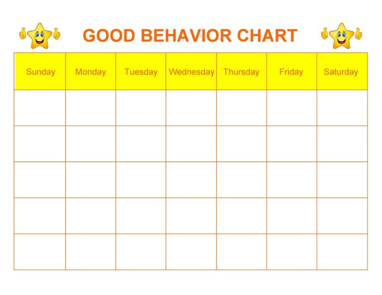 Behavior Chart Template Free Printable Daily Behavior Charts For Teachers