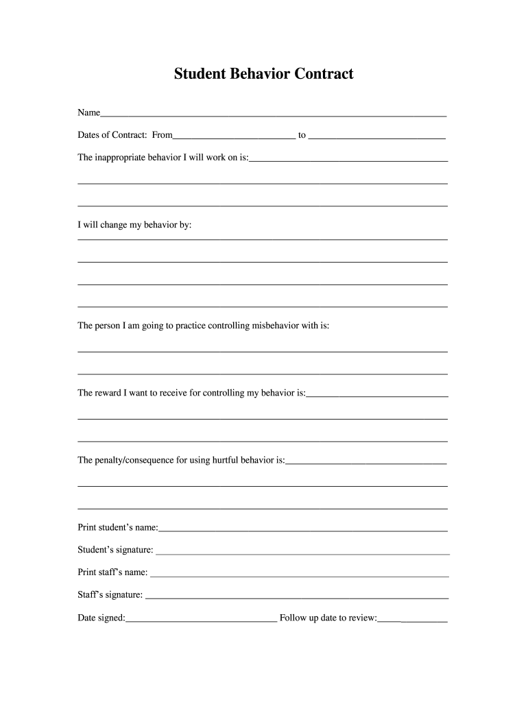 Behavior Contracts How To Pdf Fill Out Sign Online DocHub