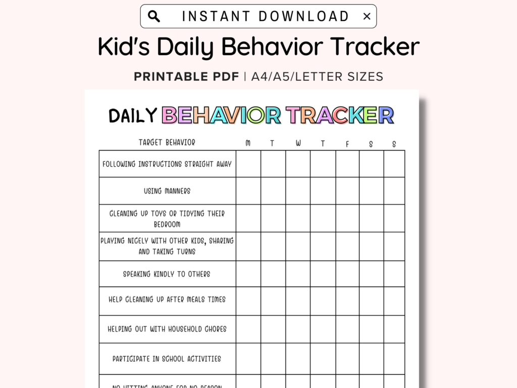 Behavior Reward Chart For Kids Educative Printable