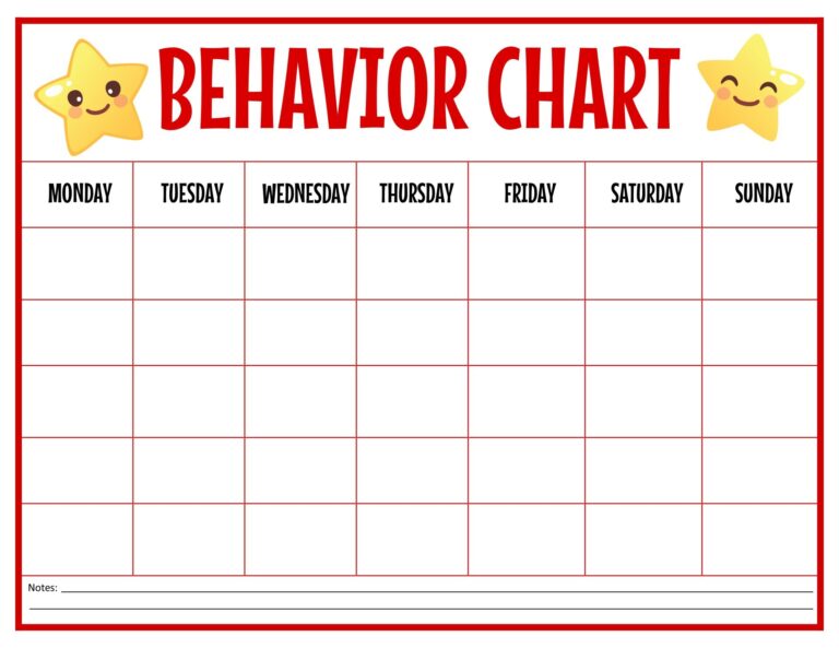 Behavior Sticker Chart Printable