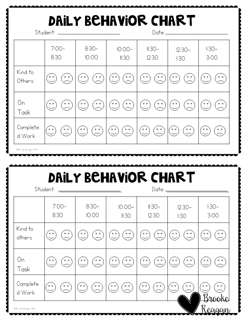 Behavioral Chart For Kids Printable Pdf