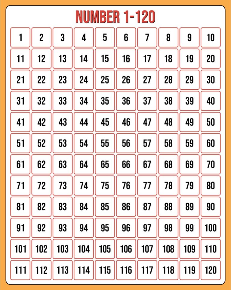 Blank 120 Chart 10 Free PDF Printables Printablee