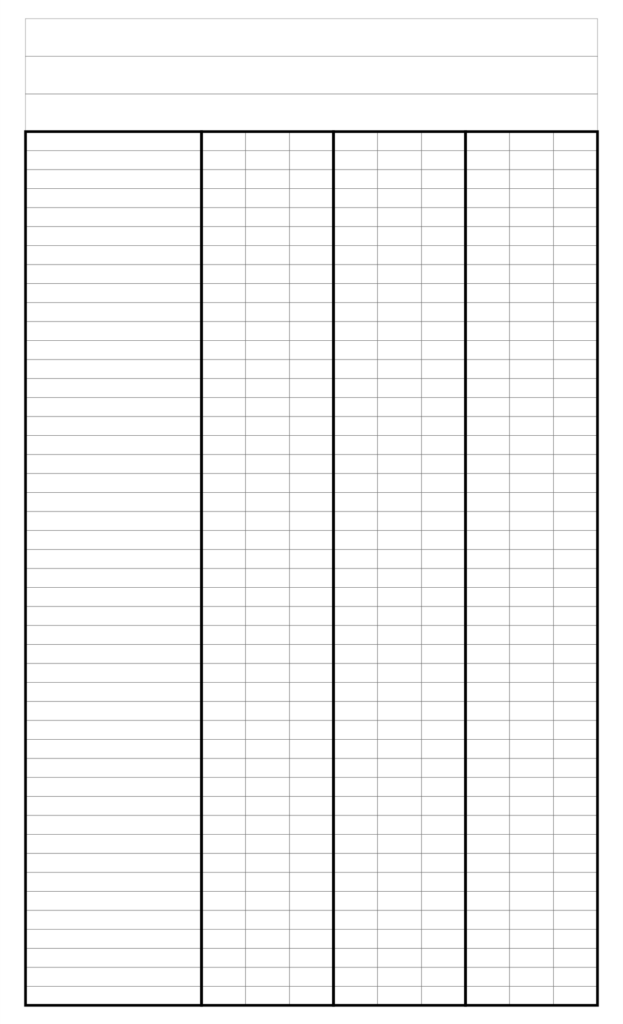 Blank 4 Column Chart Printable