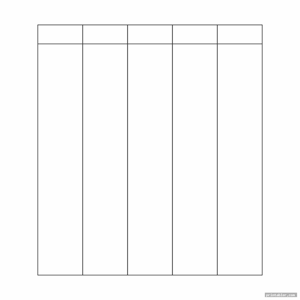 Blank 5 Column Chart Template