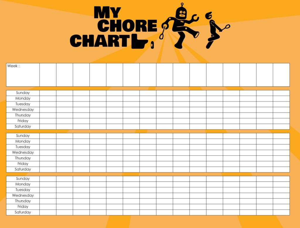 Blank Weekly Chore Chart Templates 10 Free PDF Printables Printablee