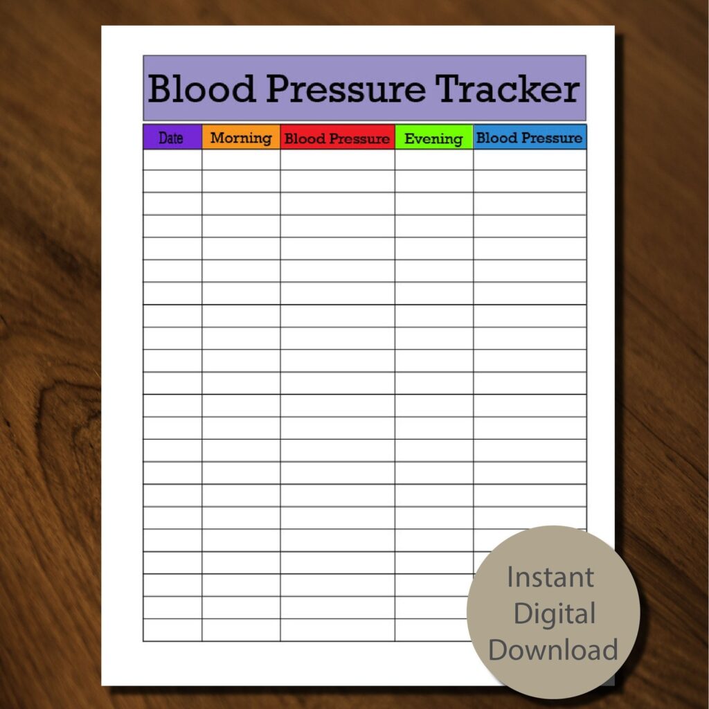 Blood Pressure Tracker Sheet Printable