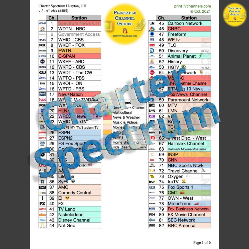 Charter Spectrum Channel Lineup Guide Carlsbad CA Free PDF 