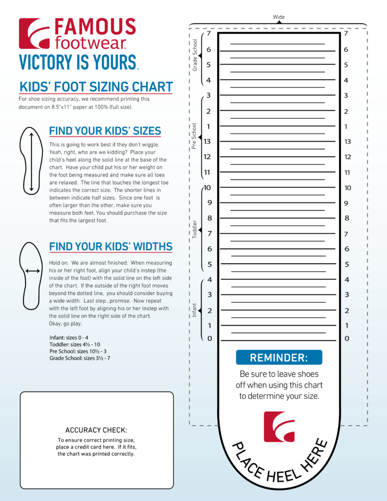 Child Foot Measure Chart Printable