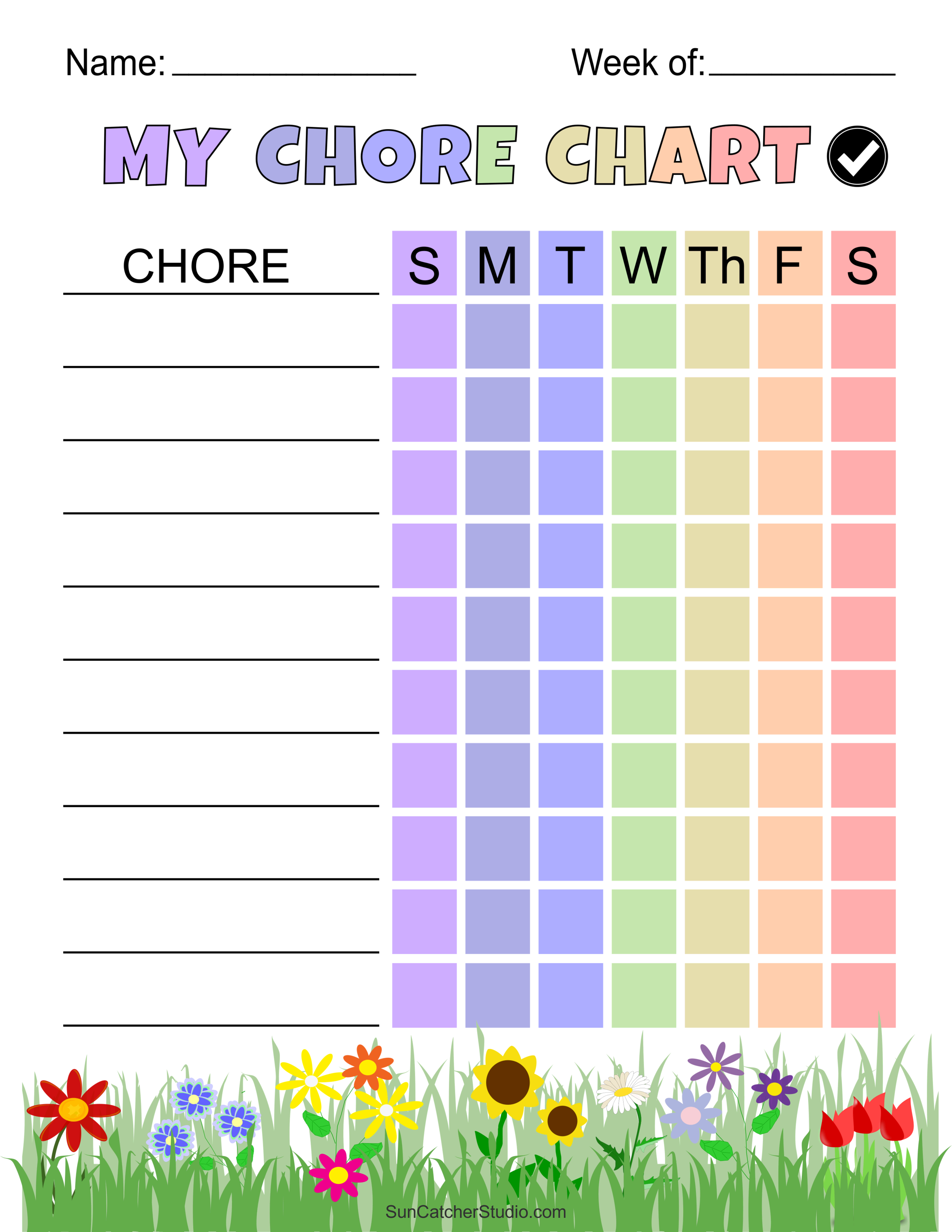 Chore Charts Printable Editable Daily Weekly Templates DIY