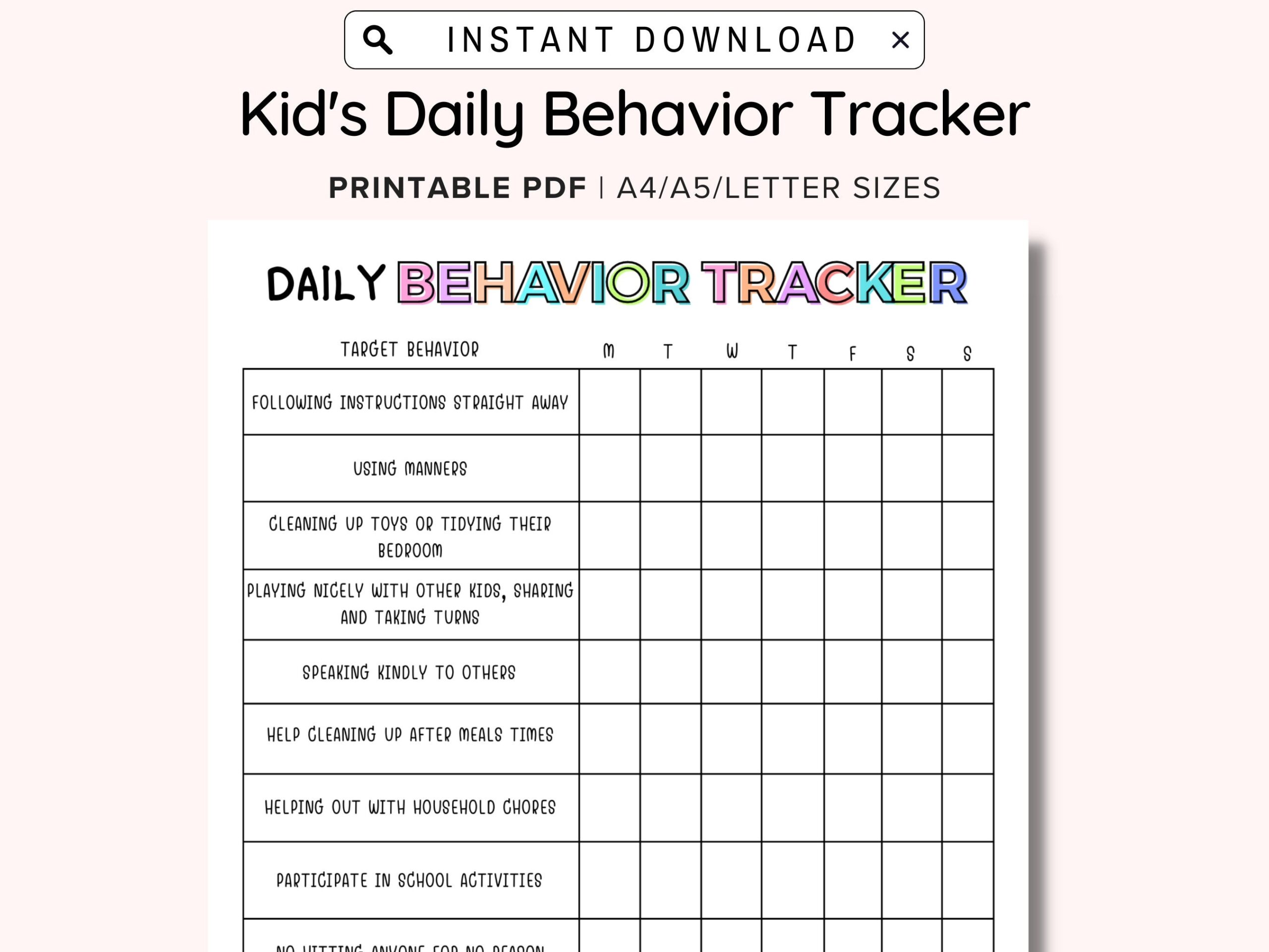 Daily Behavior Chart Free Printable Www lx iriss uk