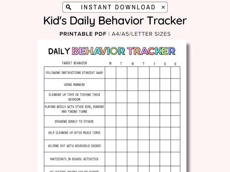 Daily Behavior Chart Template Prntbl concejomunicipaldechinu gov co