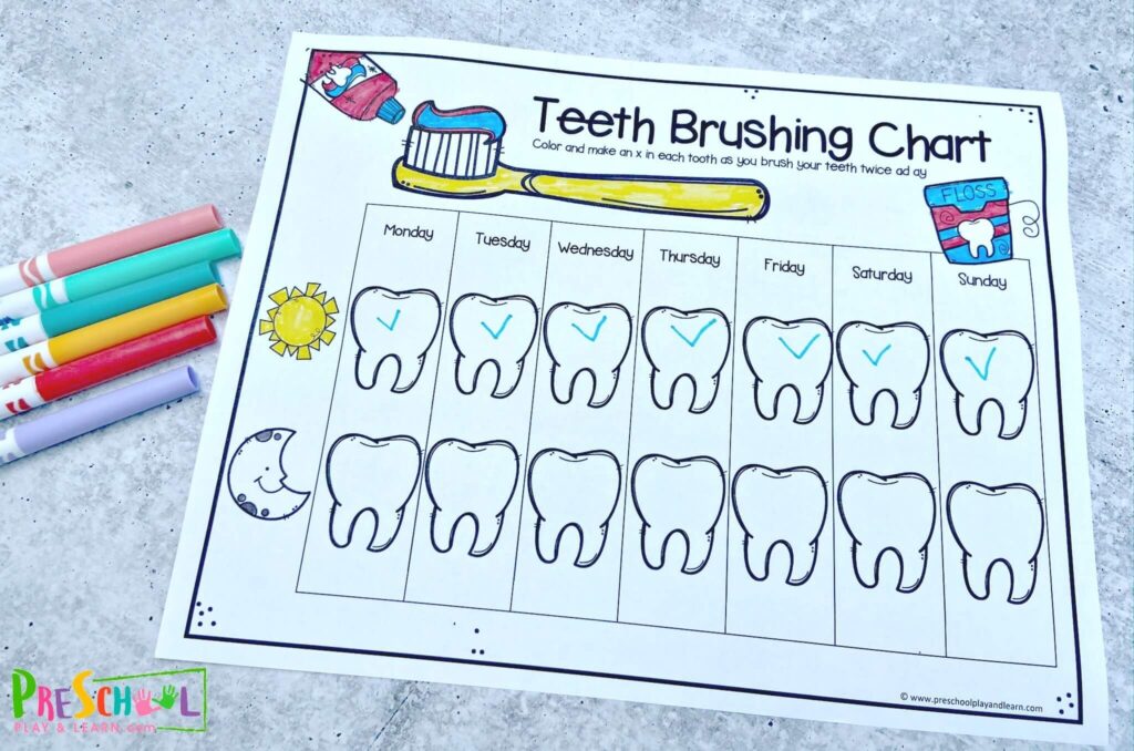 Download The Free Printable Teeth Brushing Chart And Print As Many As 