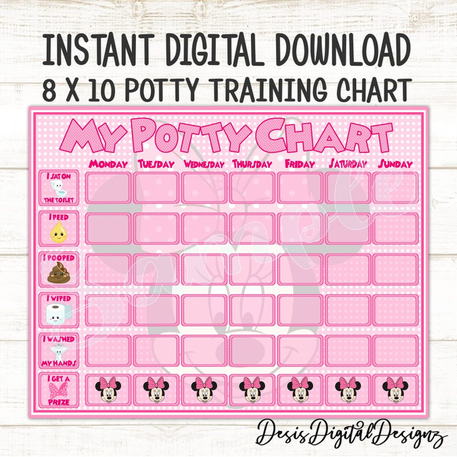 Downloadable Free Printable Minnie Mouse Potty Training Chart Free