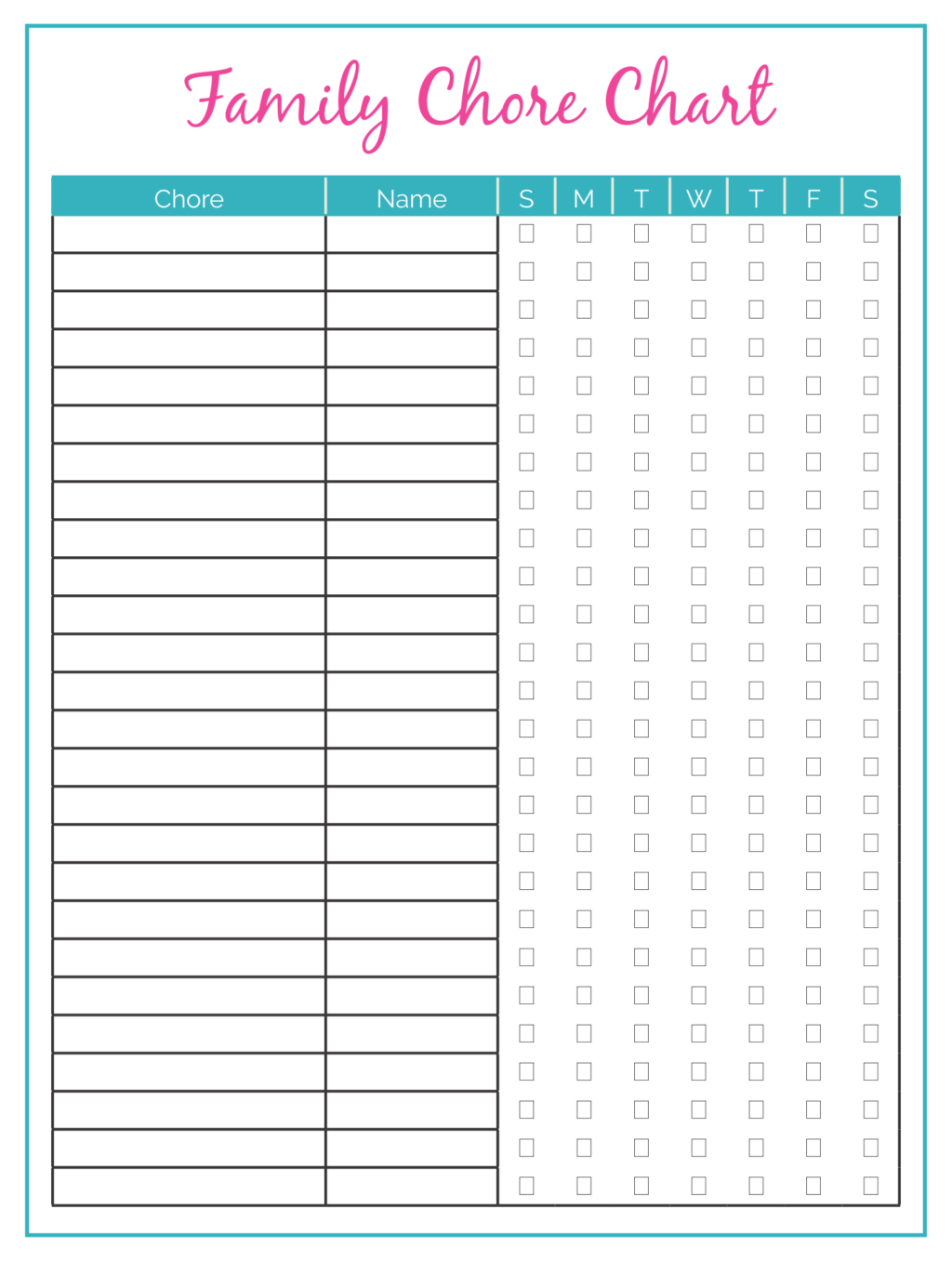 Chore Charts For Families Free Printable Free Printable Chart