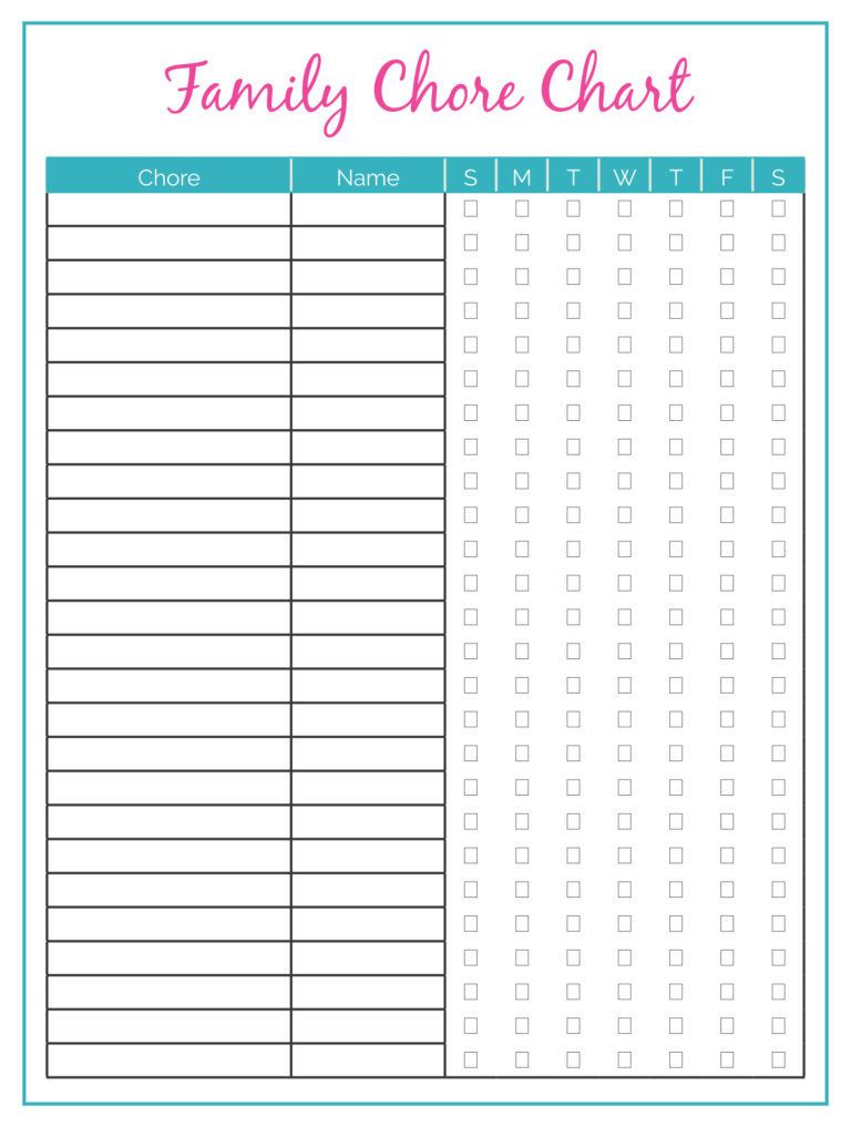 Family Chore Charts 10 Free PDF Printables Printablee