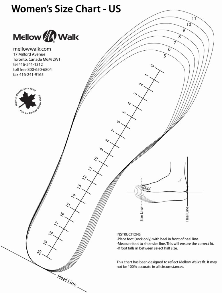 Foot Measurement Printable Shoe Sizing Chart