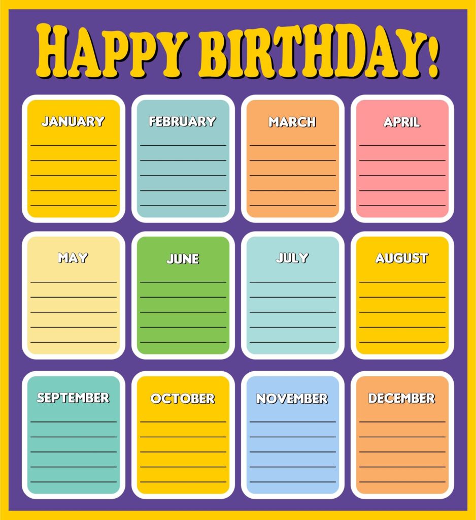 For Classroom Birthday Charts 10 Free PDF Printables Printablee