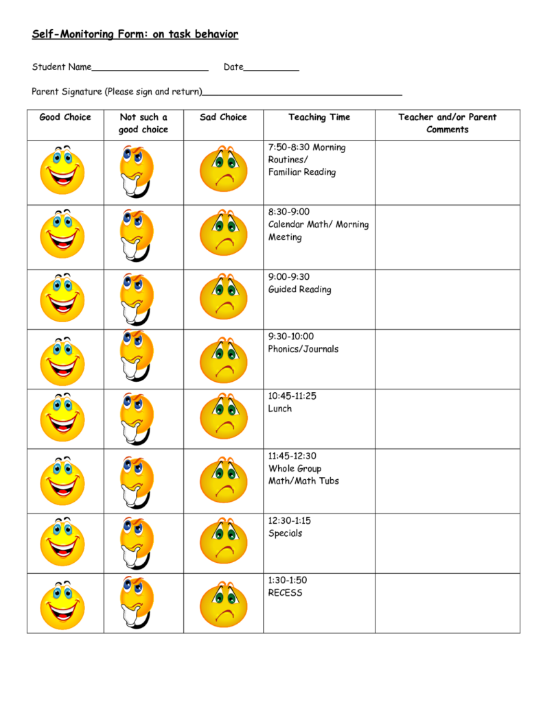 Free Behavior Charts Printable