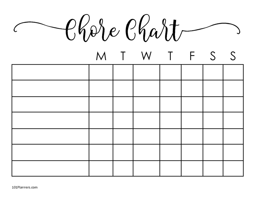 FREE Chore Chart Template 101 Different Designs