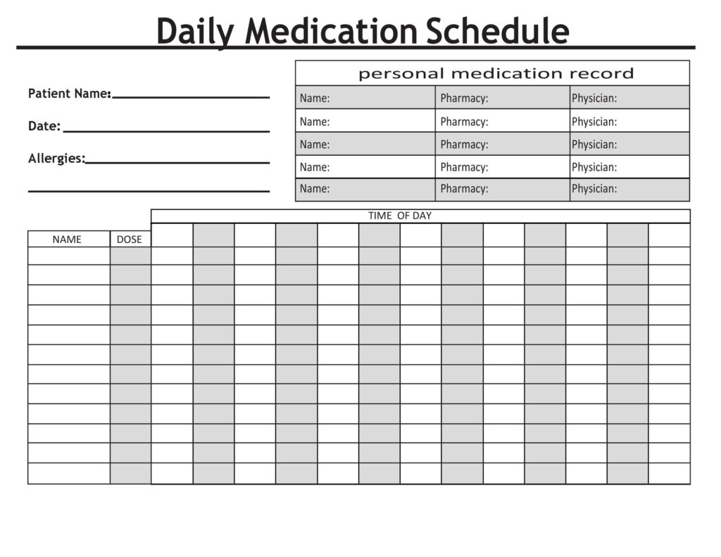 Free Daily Medication Chart Printable