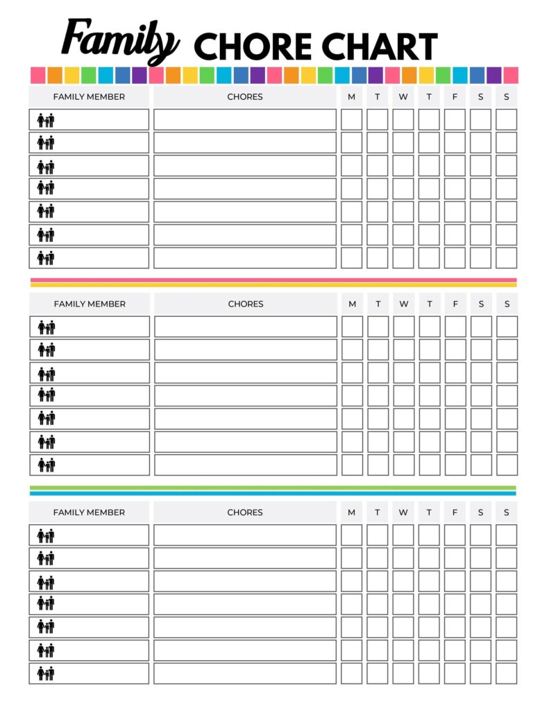 Free Editable Printable Chore Charts Pdf