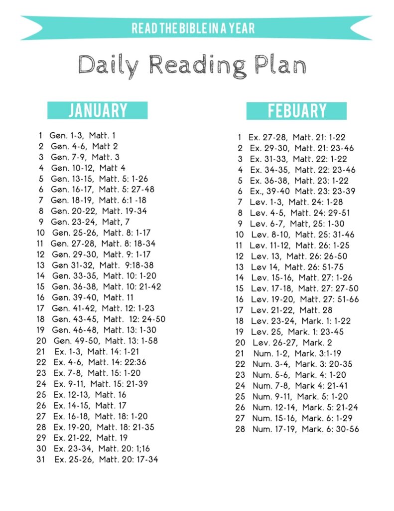 Free Printable 1 Year Bible Reading Plan