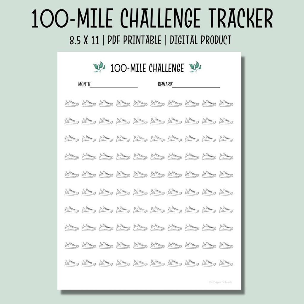 Free Printable 100 Mile Challenge