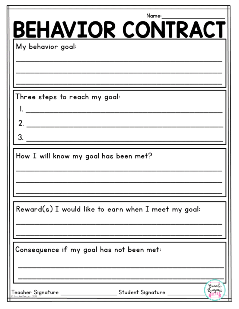 Free Printable Behavior Contracts Charts