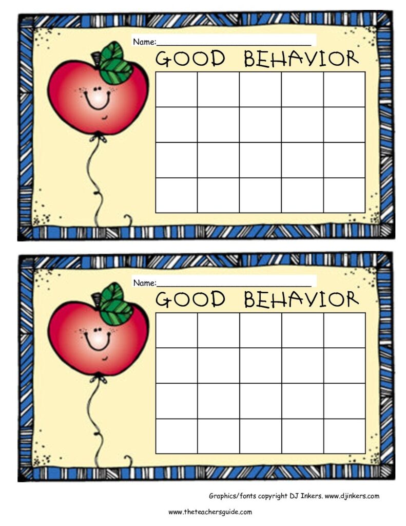 Free Printable Behavior Reward Chart