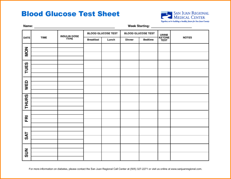 Free Printable Blood Pressure And Glucose Log