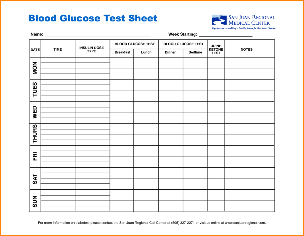 Free Printable Blood Pressure And Glucose Log