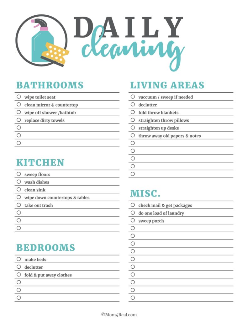 Free Printable Cleaning Schedule Chart