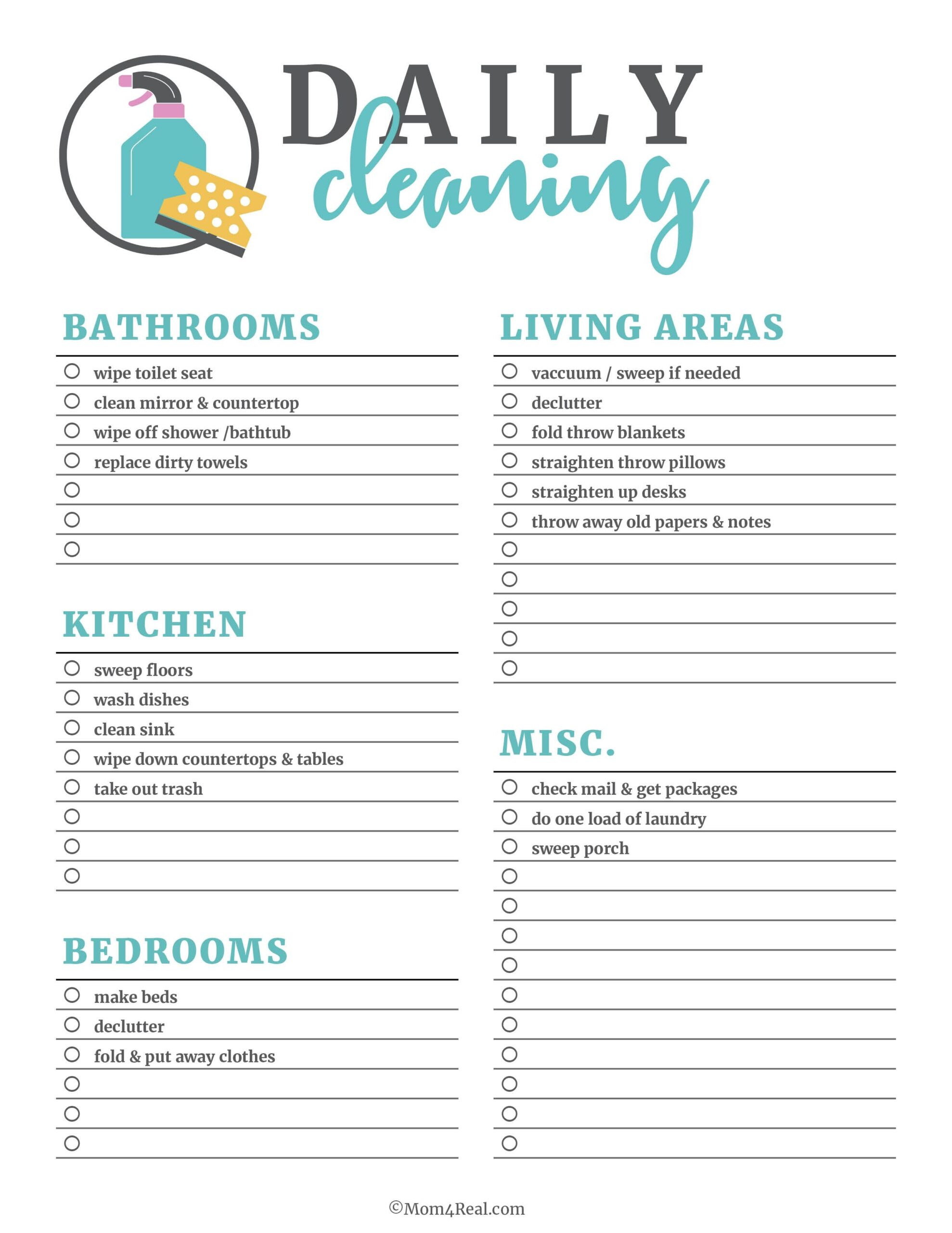 Free Printable Cleaning Schedule Chart