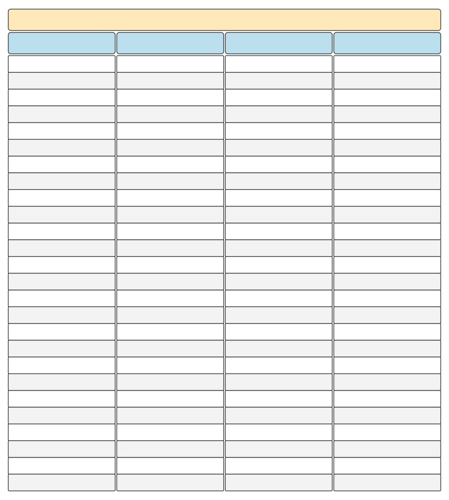 Free Printable Four Column Chart