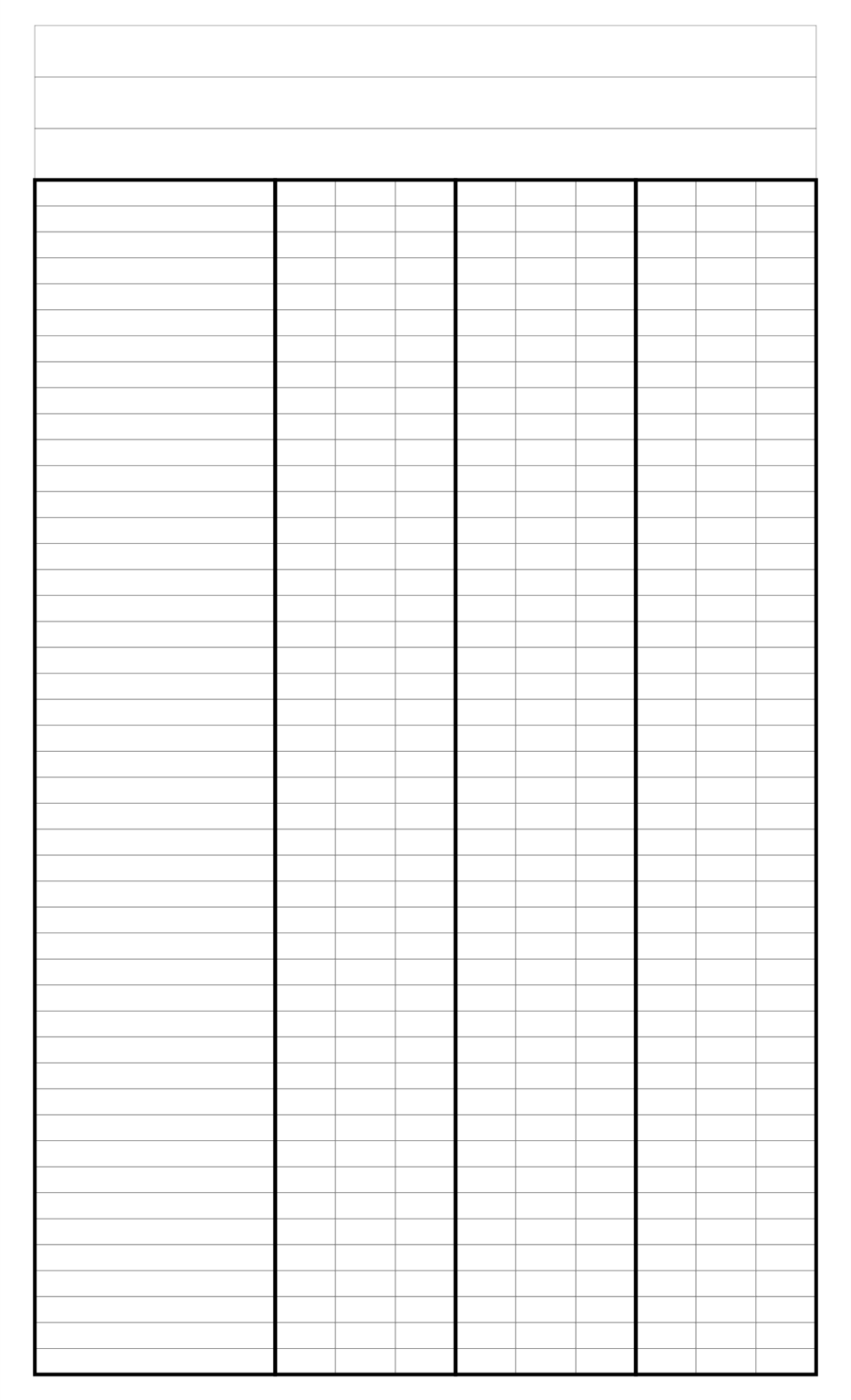 4 Column Chart Printable Free Printable Chart