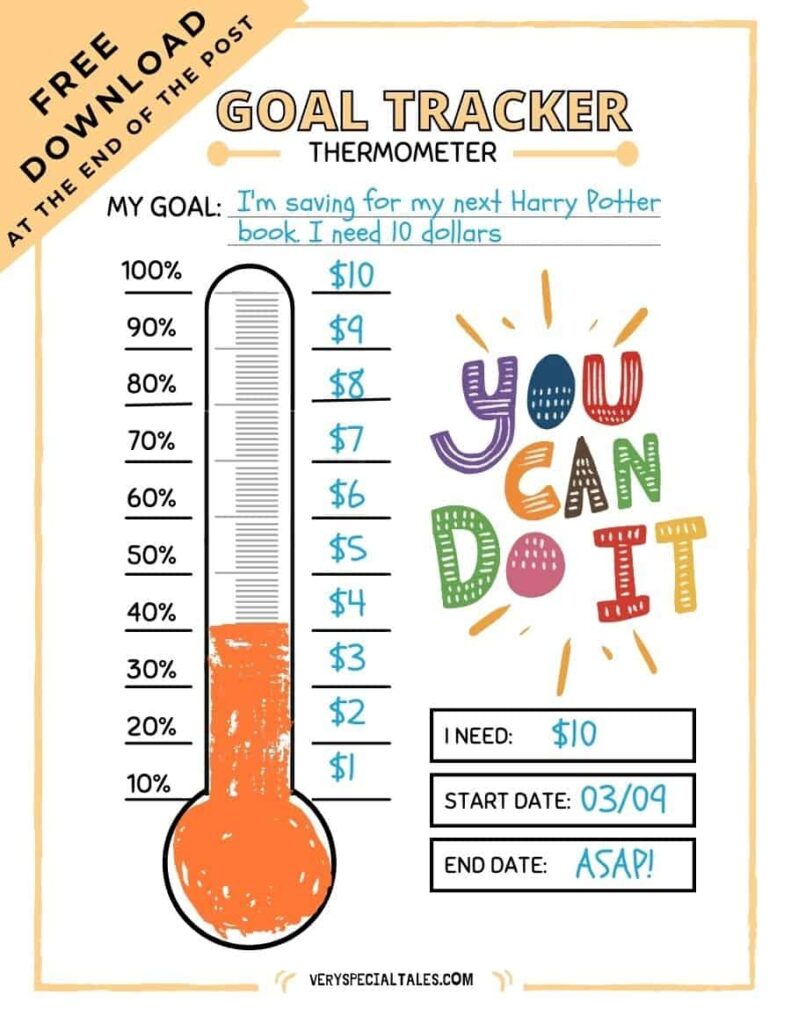 Free Printable Goal Tracker Thermometer For Kids PDF Very Special Tales