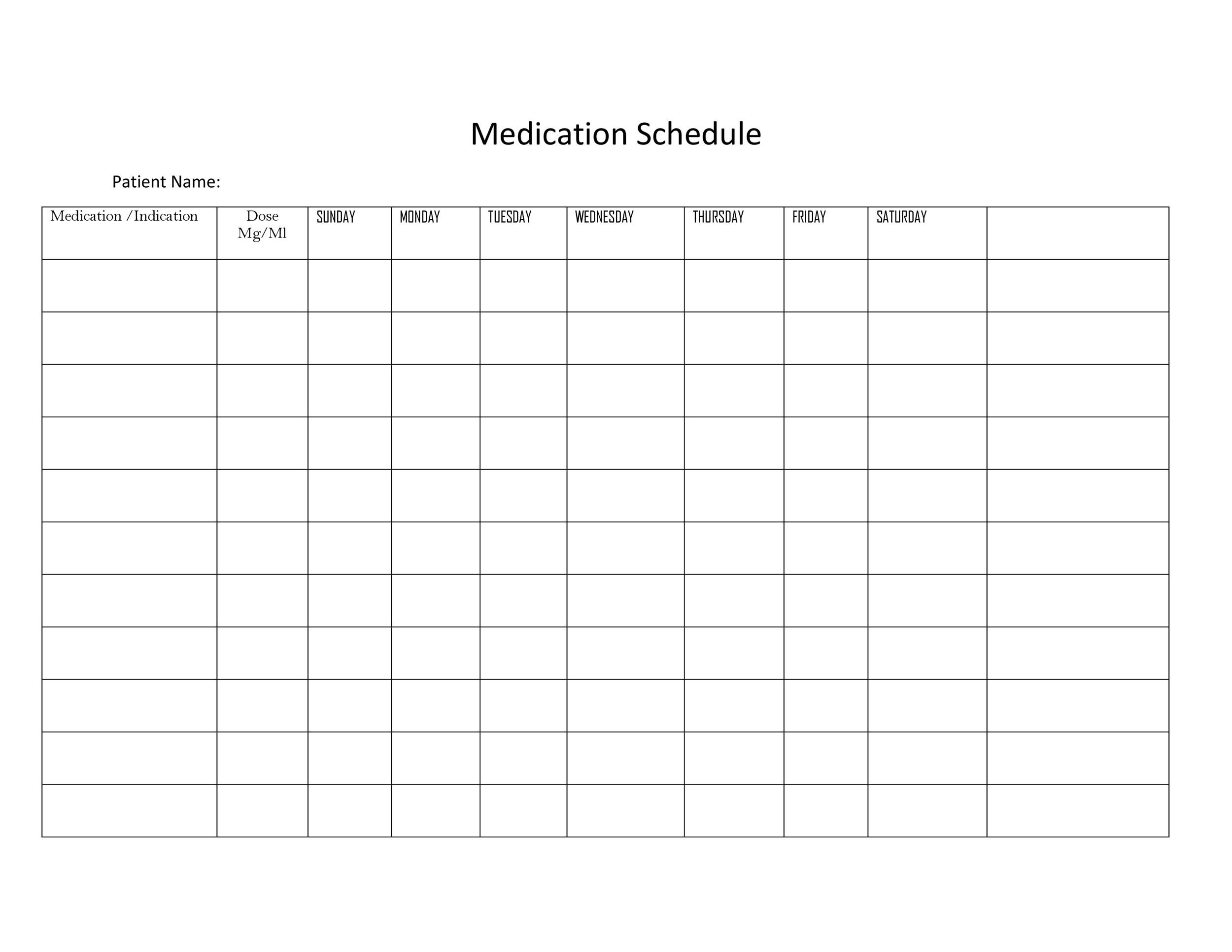 Free Printable Medication Chart