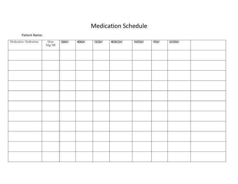 Free Printable Medication Chart