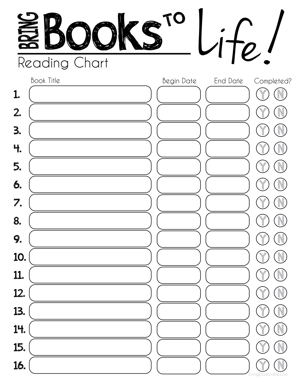 Free Printable Reading Reading Chart