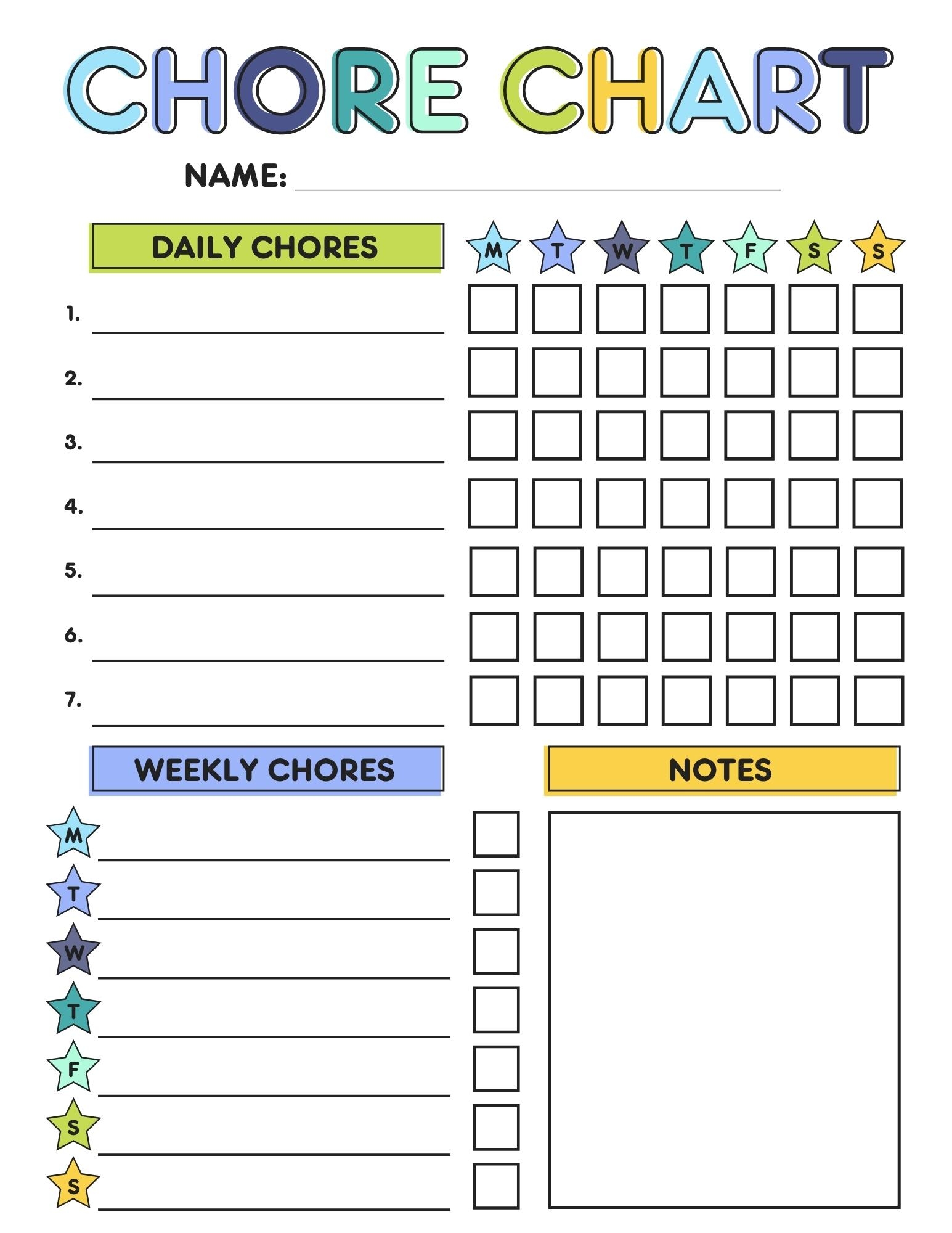 Free Printable Reward Chart Template