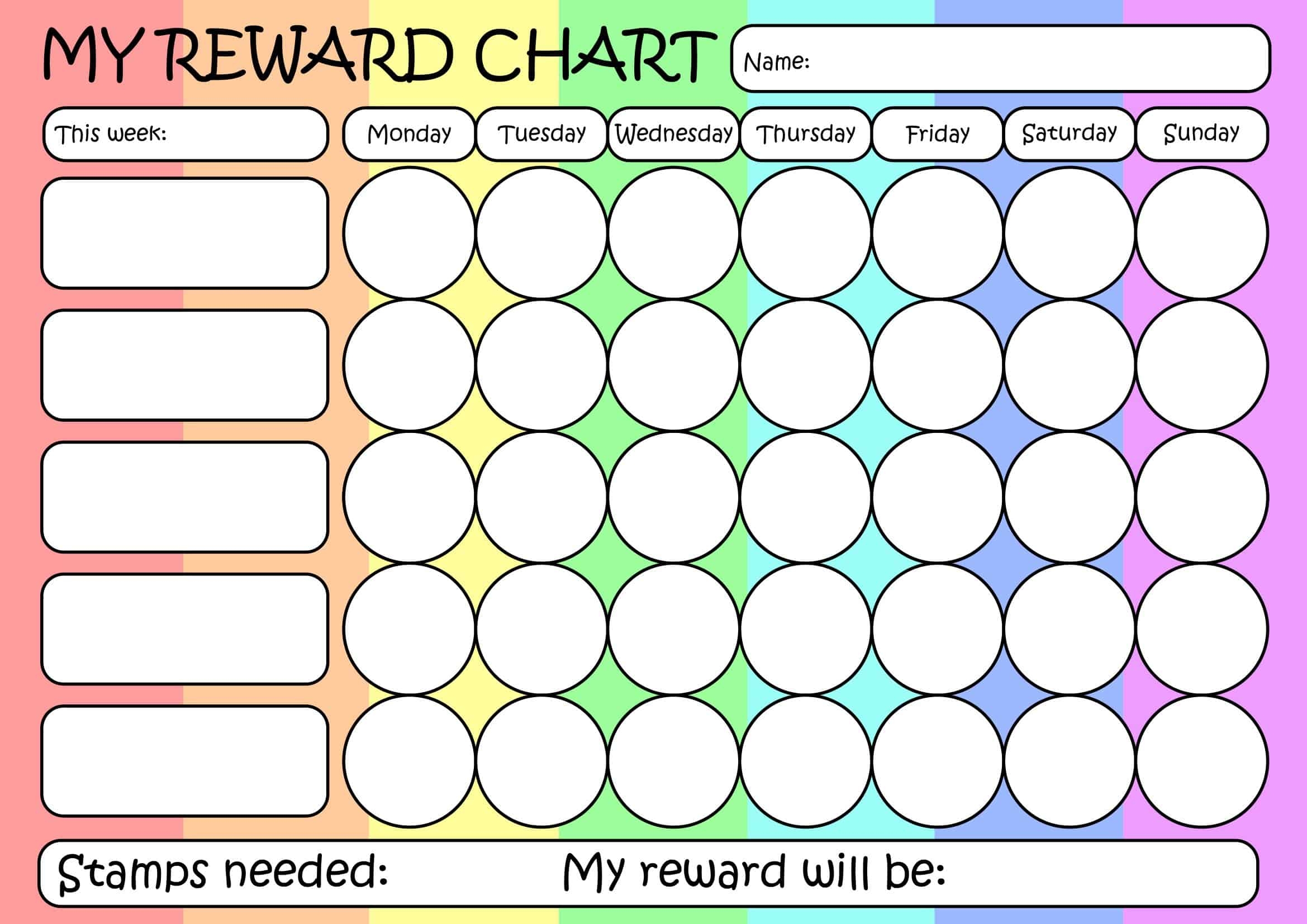 Free Printable Reward Chart Templates Word PDF Teachers