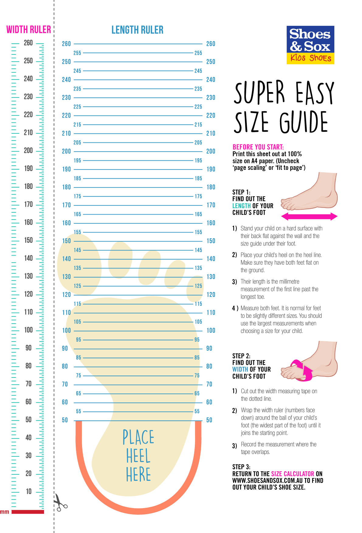 Free Printable Shoe Size Chart