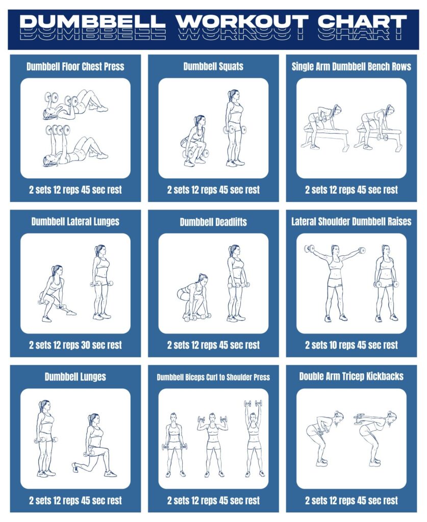 Home Dumbbell Workout Printable Routine Chart