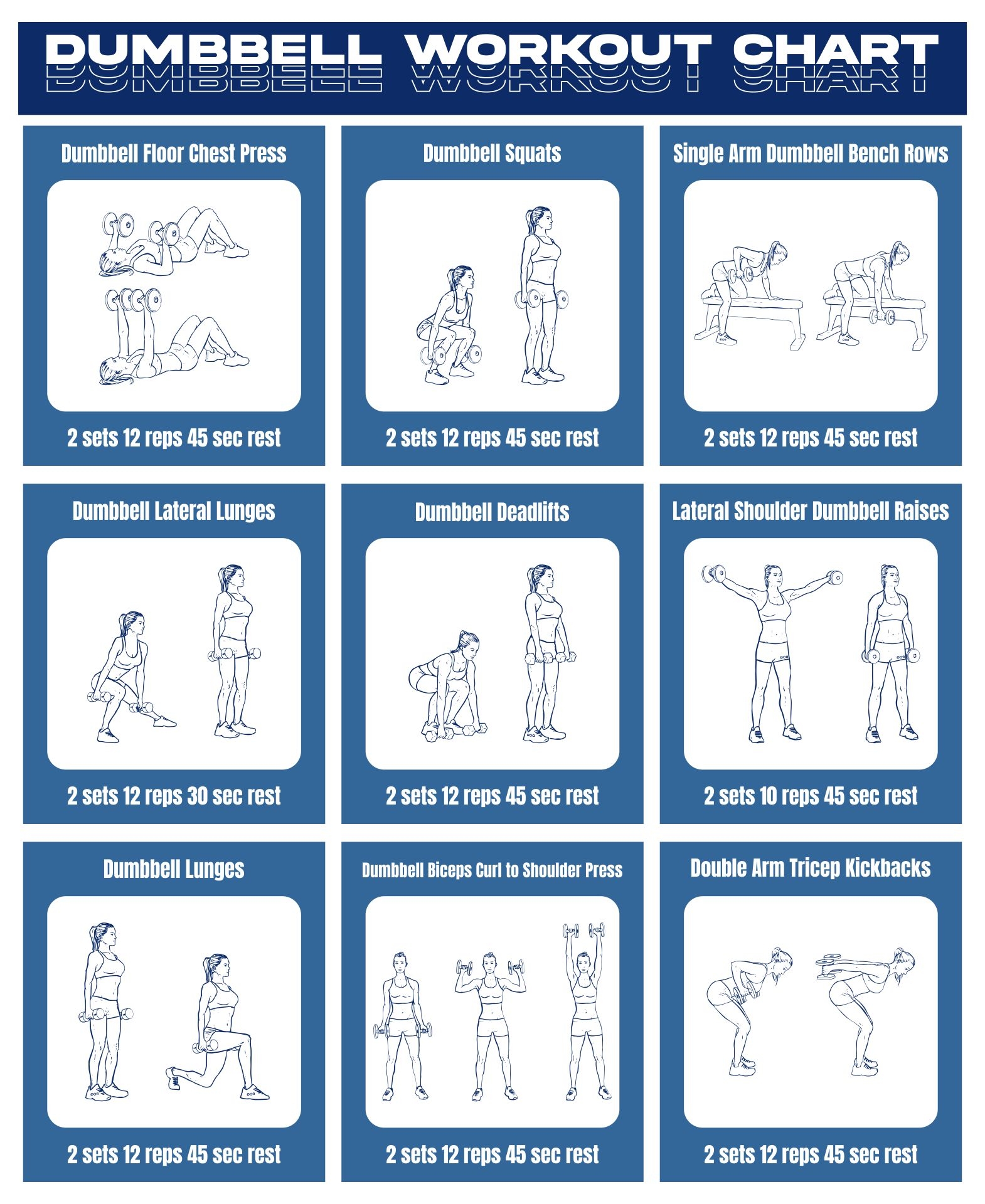 Home Dumbbell Workout Printable Routine Chart