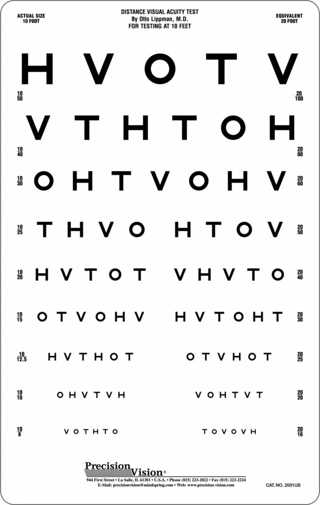 HOTV Eye Chart 10 Ft Precision Vision Eye Chart Printable