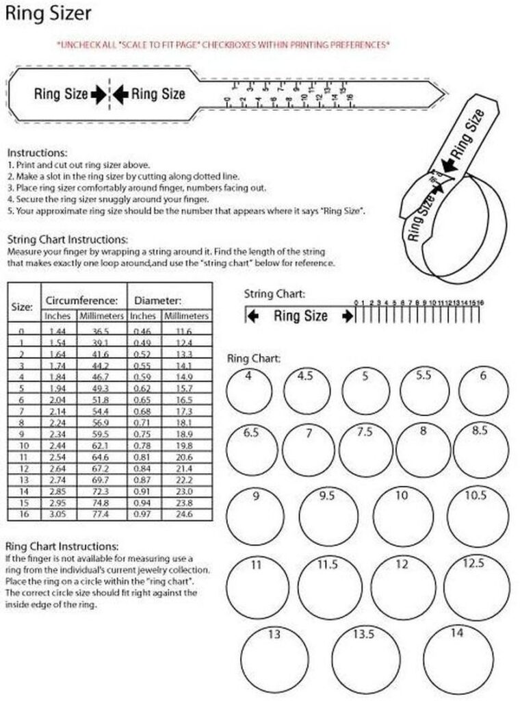 Kay Jewelers Printable Ring Size Chart